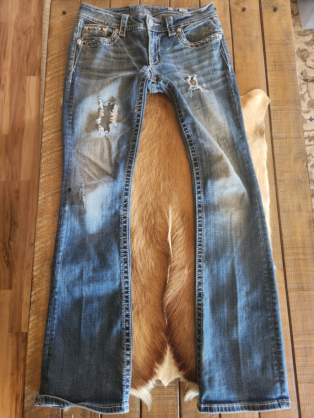 Women's Distressed Blue Denim Jeans
